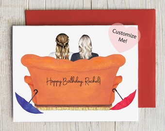 Birthday Card for Best Friend | Custom Best Friends On Couch | Card for Mom | Custom Card for Sister | Friends Forever | Friendship Keepsake