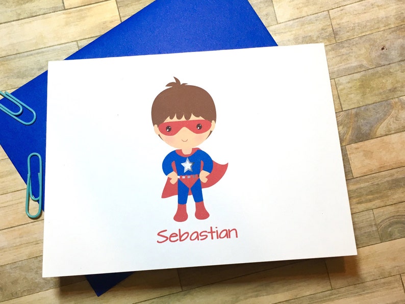 Super Hero Stationery personalized Boys Superhero Cards | Etsy