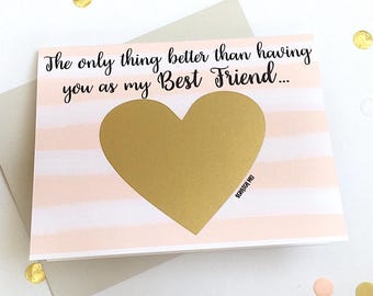 Pregnancy Reveal to Best Friend Scratch Off Card - Pregnancy Announcement - New Auntie - only thing better than having you - THE ONLY THING