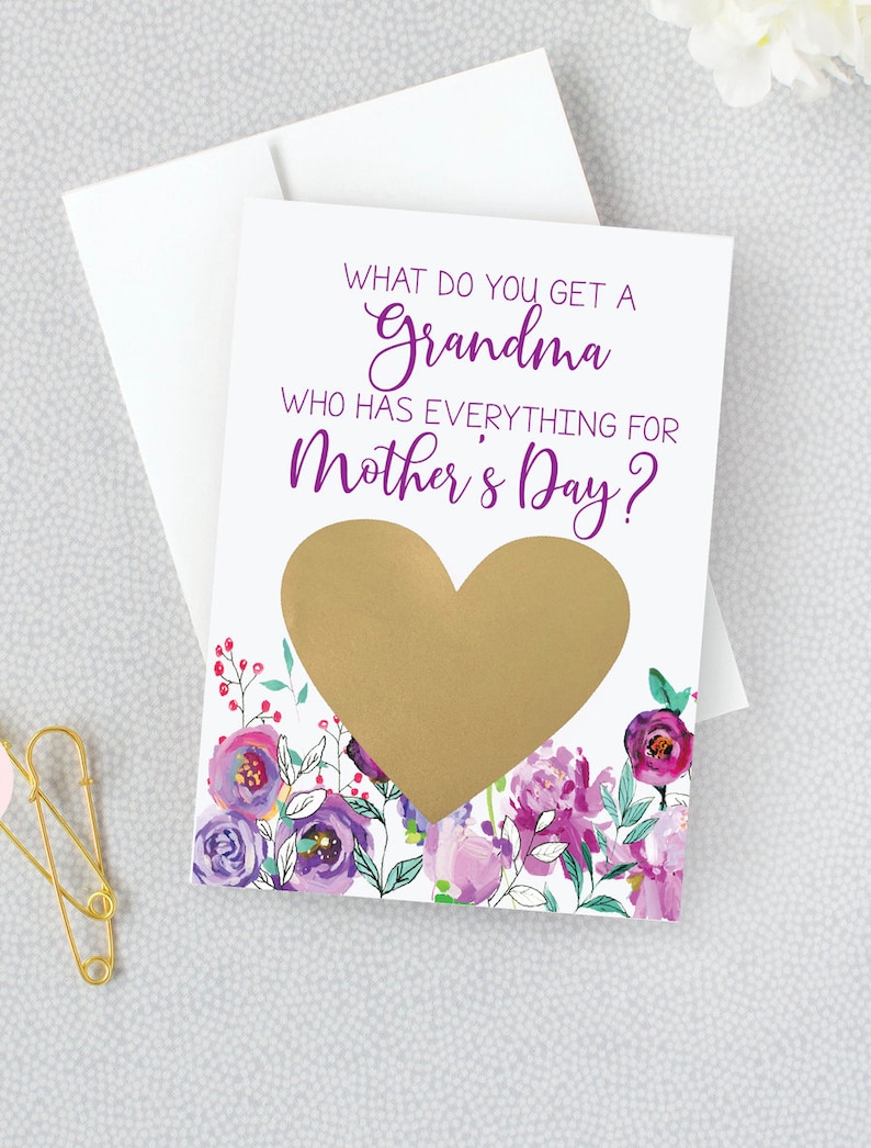 Mothers Day Pregnancy Scratch Off Card for Mom New Grandma Reveal Card Mothers Day Baby Announcement New Baby Grandchild Card image 4