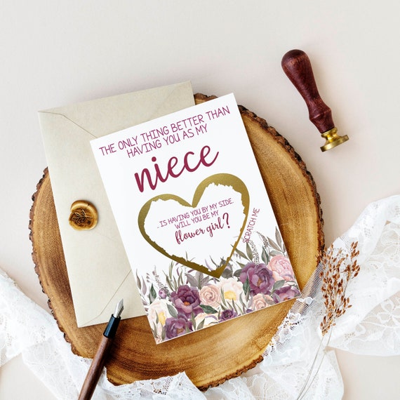 Will You Be My Flower Girl Proposal for Niece Scratch off Card the