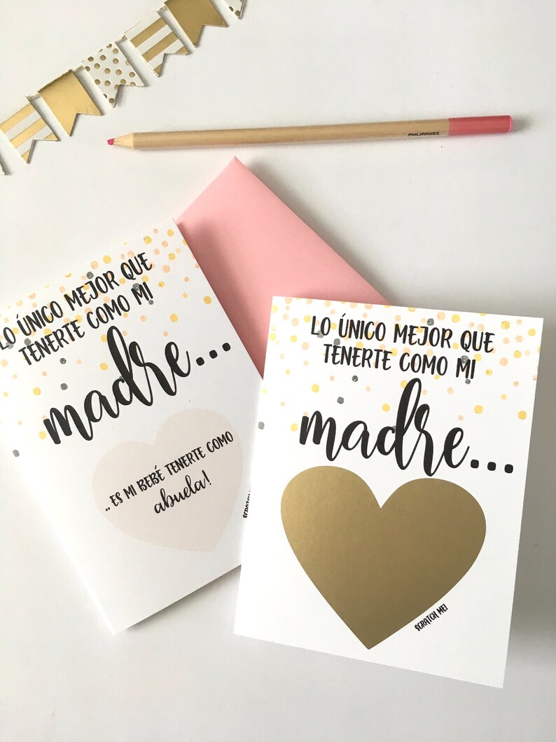 SPANISH Pregnancy Reveal to Mother Scratch off Card Etsy