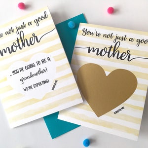 Carte à gratter de grossesse - Annonce de bébé pour maman - Vous n’êtes pas seulement une bonne mère, vous allez être une grand-mère - STRIPES