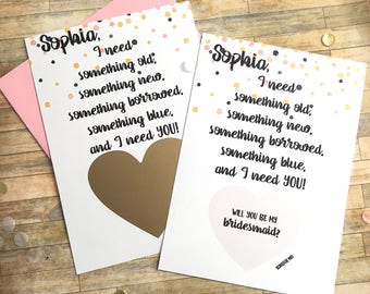 Bridesmaid Proposal Scratch Off Card - Personalized Will You Be My Bridesmaid Scratch Off - Unique Proposal Card Bridesmaid SOMETHING OLD