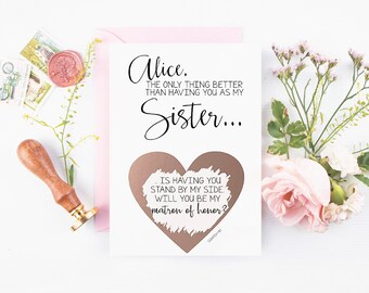 Maid of Honor Proposal for Sister Scratch Off Card - only thing better than having you as my sister - Personalized ?aid of Honor Bridesmaid