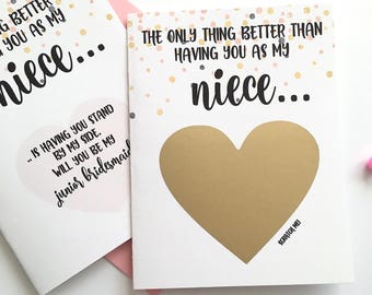 Junior Bridesmaid Proposal for Niece Scratch Off Card- The only thing better than having you as my niece - junior bridesmaid ROSE GOLD