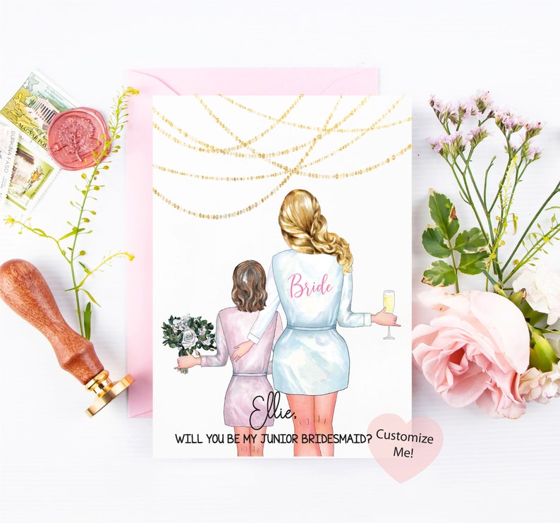 Junior Bridesmaid Asking Card Proposal Card Bridesmaid Keepsake Niece Bridesmaid Card Custom Junior Bridesmaid Card Flower Girl Gift image 1