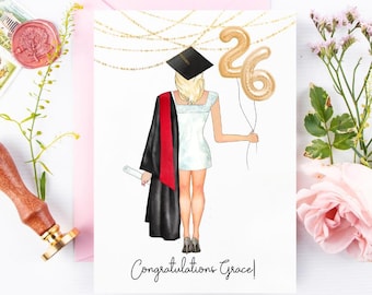 Custom Graduation Card | Custom Card for Senior | Congratulations Graduate | Cap Gown Class of 2026 Graduation College High School