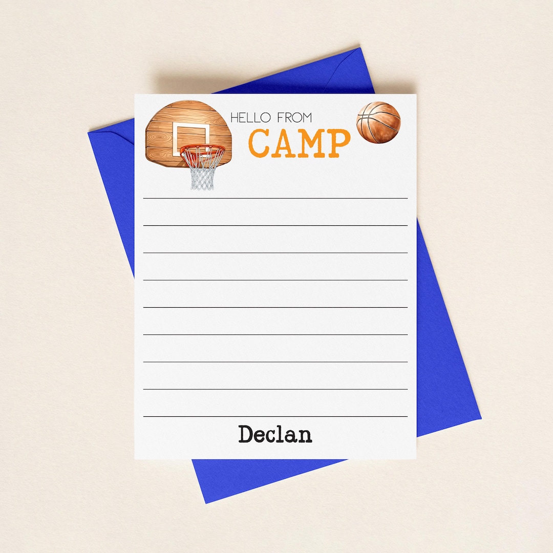 Basketball Sports Camp Note Cards for Kids, Sleepaway Camp for Football ...