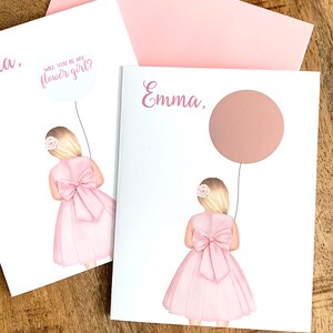 Custom Junior Bridesmaid Scratch Off Card - Proposta personalizzata Flower Girl - Will You Be My Flower Girl - Rose Gold Choose HAIR COLOR
