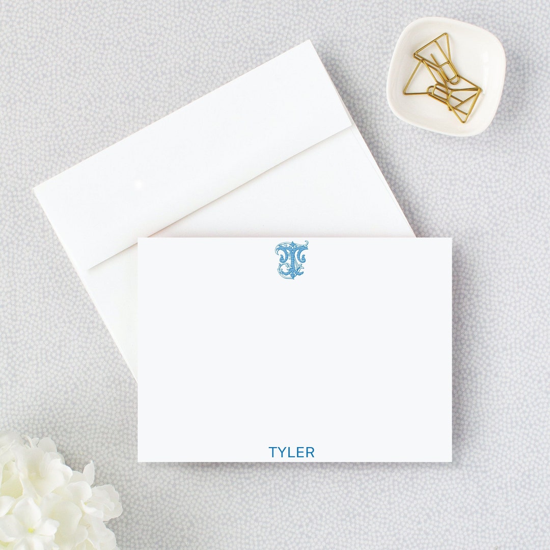 Monogram Note Cards, Personalized Stationery Set, Custom FLAT Note ...
