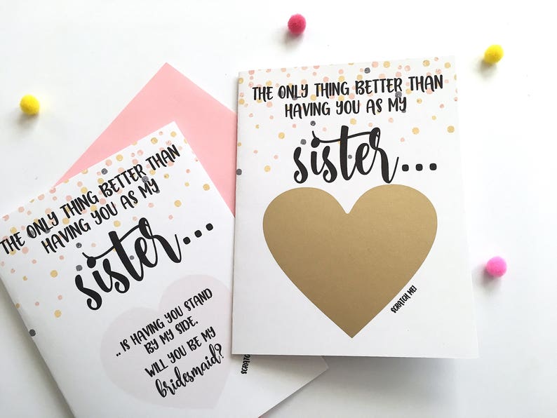 Bridesmaid Proposal for Sister Scratch Off Card The only thing better than having you as my sister Bridesmaid Maid of Honor ROSE GOLD image 3