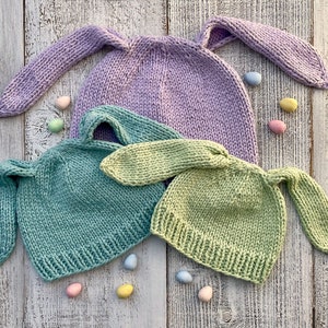 Bunny Hat Knitting Pattern, Baby Child Hat Knitting Pattern, Easter Hat, Lop Ear Bunny Hat Knitting Pattern, Bunny Beanie, Baby Shower Gift image 2