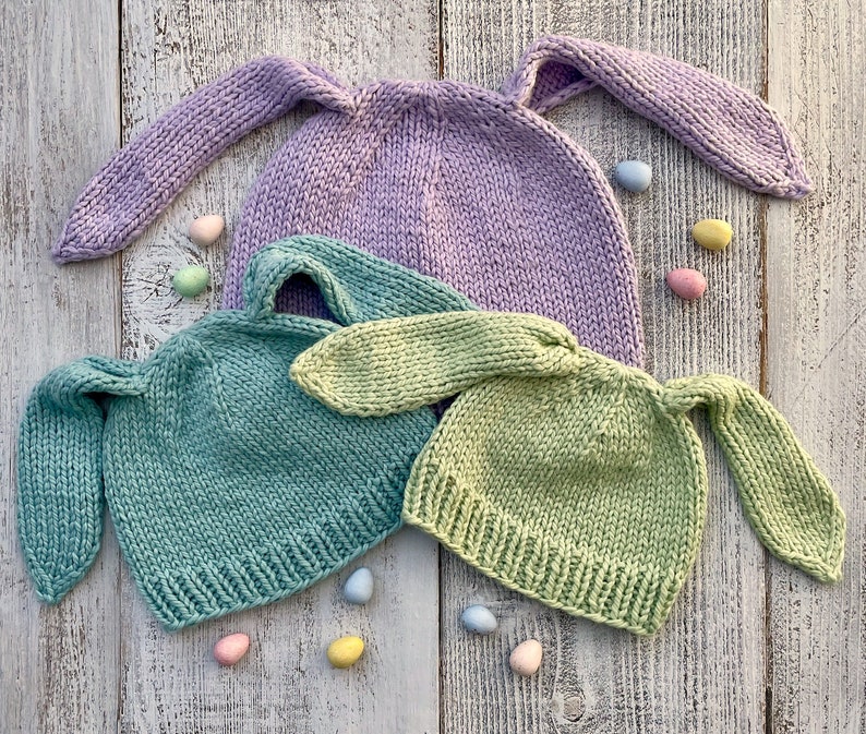 Bunny Hat Knitting Pattern, Baby Child Hat Knitting Pattern, Easter Hat, Lop Ear Bunny Hat Knitting Pattern, Bunny Beanie, Baby Shower Gift image 2