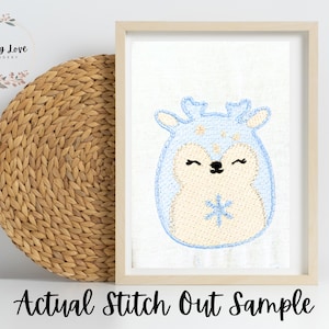 SALE Embroidery Design Winter Fawn Plushie & Snowflake Squishmallow Sketch - 3 Sizes