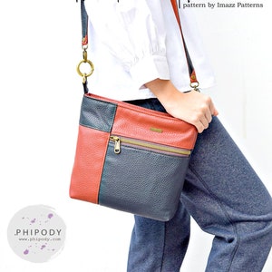 The Urban Crossbody Bag Minimalist, practical design Beginners' friendlySmall & Medium sizes, with card slots.PDF sewing pattern image 1