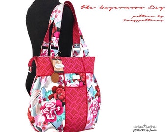 Patron de couture de sac PDF - Grand sac, adapté pour une excursion d'une journée, un sac fourre-tout, pratique - un sac à langer. Tutoriel détaillé, beaucoup de photos.