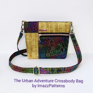 The Urban Crossbody Bag Minimalist, practical design Beginners' friendlySmall & Medium sizes, with card slots.PDF sewing pattern image 3