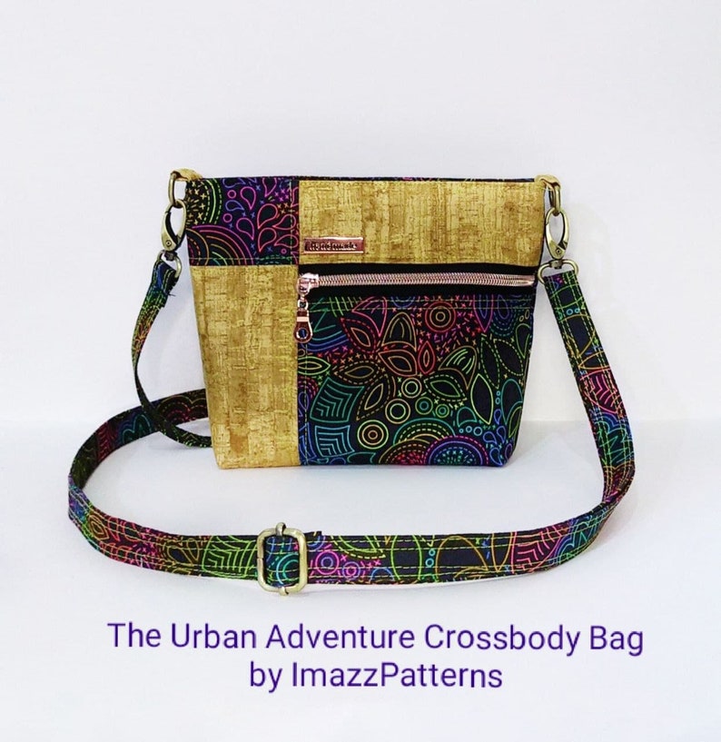 The Urban Crossbody Bag Minimalist, practical design Beginners' friendlySmall & Medium sizes, with card slots.PDF sewing pattern image 3