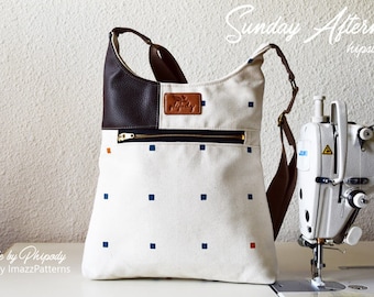 Patron PDF - sac à bandoulière - tenue décontractée - 2 tailles pour femme grande ou petite. Modèle rapide et facile à suivre.