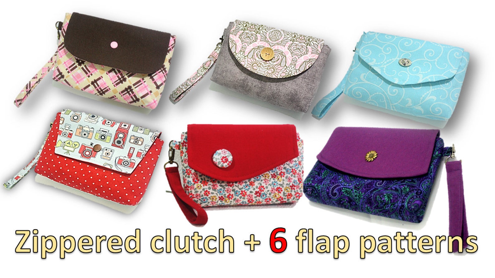 PDF Patterns Zippered Clutch/wristlet 6 Flap Patterns.you Etsy