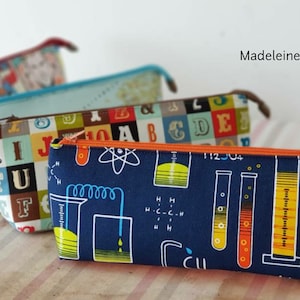 PDF sewing pattern - Madeleine pouch with flat bottom - 2 sizes- cosmetic bag & pencil case - easy to make, detailed instructions.