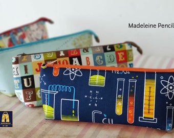 PDF sewing pattern - Madeleine pouch with flat bottom - 2 sizes- cosmetic bag & pencil case - easy to make, detailed instructions.