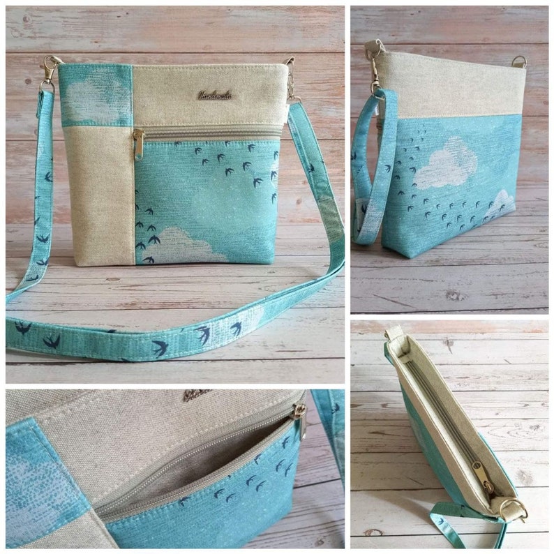 The Urban Crossbody Bag Minimalist, practical design Beginners' friendlySmall & Medium sizes, with card slots.PDF sewing pattern image 7