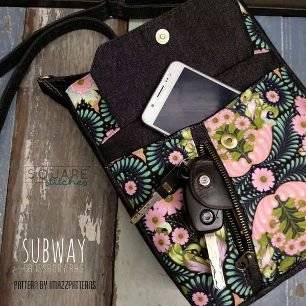 PDF patterns - SUBWAY Shoulder bag + Cross-body Bag ( 2 sizes ). Suitable for all. Detailed, easy to-follow instructions, lots of photos.