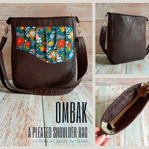 PDF pattern - Ombak ( waves ) Shoulder Bag - Unique design with 2 options - Pleated  & Plain Front. With video link.Detailed tutorial