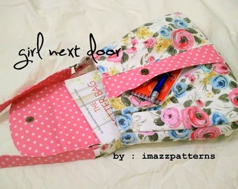 PDF - un sac à bandoulière avec une grande poche frontale secrète.  Style décontracté. Tutoriel détaillé avec beaucoup de photos. Facile à faire.