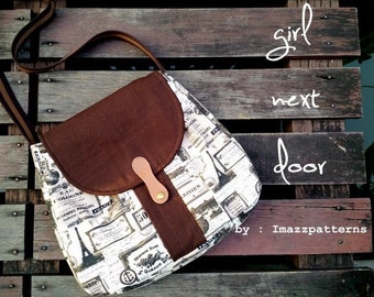 PDF pattern -  handbag / shoulder bag with a secret pocket. Casual style. Easy and quick to make. Loads of photos.