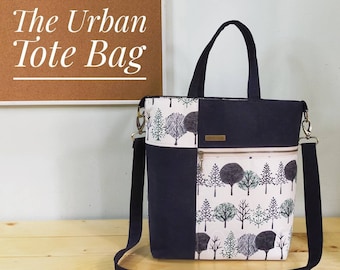 The Urban Tote Bag - Minimalist design with 2 options - Quick Sew & Complete - Detailed instructions +photos. With video link. PDF pattern