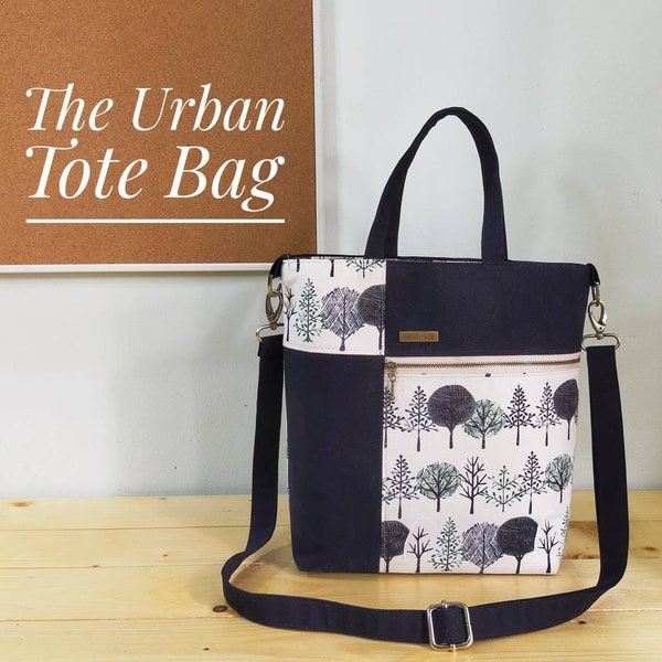 The Urban Tote Bag - Minimalist design with 2 options - Quick Sew & Complete - Detailed instructions +photos. With video link. PDF pattern