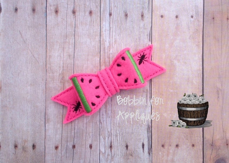 Watermelon felt bow embellishment ith in the hoop embroidery  etsy Watermelon felt bow embellishment ith in the hoop embroidery  etsy