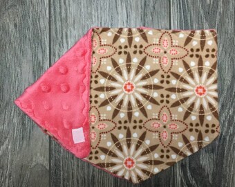 Drool Bib, Baby Bandana Bib - Brown & Pink