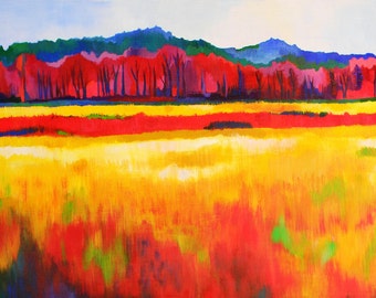 Colorful Abstract Landscape Print with Matte 16" x 20"