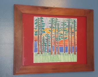 Floresta Kootenai #2; Pintura em aquarela original emoldurada