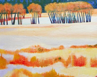 Colorful Abstract Landscape Print with Matte