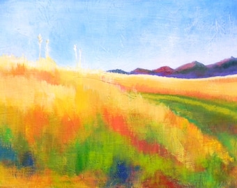 Colorful Abstract Landscape Print with Matte
