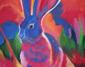 Blue Hare: Matted Print