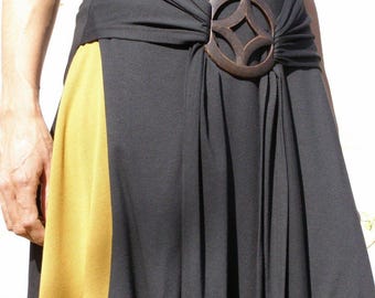 Czarna tunika z wiskozy i spandexu | Asymetryczna bluzka w stylu boho