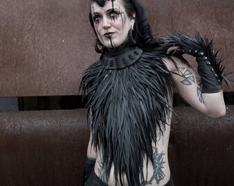 Rubber Feather Neckpiece made from Recycled Bike Tire Inner Tubes