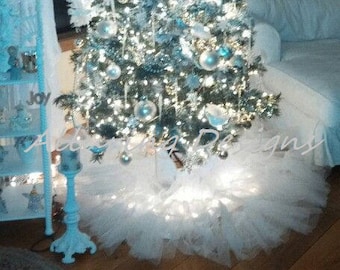 TuTu Tree Skirt Holiday Christmas Tree Skirt Tree Skirt Christmas Decorations Ornaments Gift Princess Snow Frozen Tulle Kids Childrens Tree