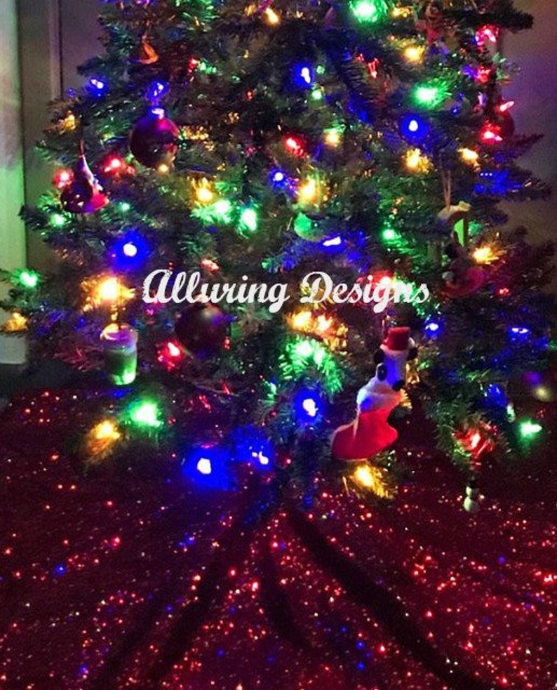 Sequin Tree Skirt Holiday Christmas Tree Skirt Sparkly Tree Skirt Christmas Decorations Glitter Sparkle Glitz Shine Ornaments Gift