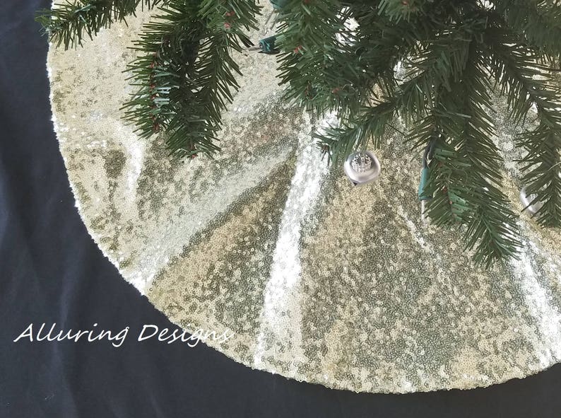 Sequin Tree Skirt Holiday Christmas Tree Skirt Sparkly Tree Christmas Decorations Glitter Sparkle Glitz Shine Ornaments Gift