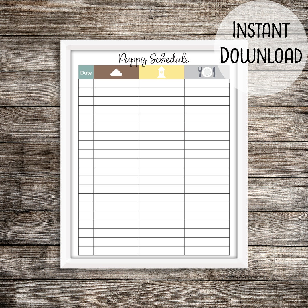 Puppy Potty Schedule Chart PRINTABLE - Instant Download 8.5x11 PDF - Etsy