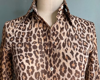 Dolce&Gabbana Leopardmönstrad bomullsskjortklänning - Storlek 42 IT/12 UK