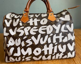 Louis Vuitton authentic Vintage Speedy 30 Graffiti Monogram handbag- White Original, highly collectible Stephen Sprouse for Marc Jacobs