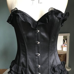 Silk steel boned corset MYLA Silk corset with frills and ruffles in chiffon 28&quot; waist 36C